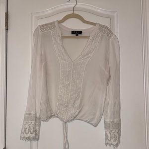 White Long Sleeve Boho Blouse